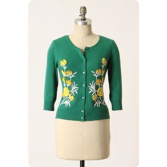 Anthropologie Sweaters - Anthropologie TABITHA From-The-Green Cardigan Sweater Floral Embroidered ~ Small
